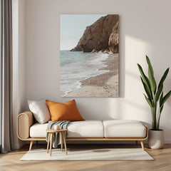 Canvas wall art of a scenic beach view with gentle ocean waves and soft sky, perfect for creating a calm, open, and coastal atmosphere at home