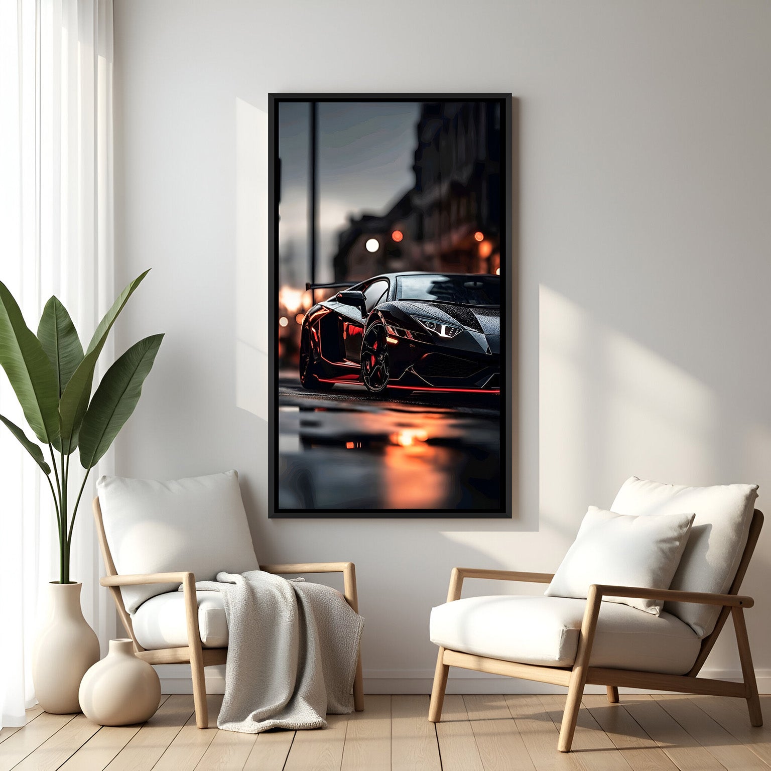 LAM キャンバスアート 「鯉」B4 Black Lamborghini Wall Art – Hot Luxury Car Canvas for Decor