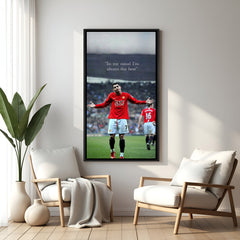 Black frame Ronaldo canvas with grounded field shot and iconic motivational quote