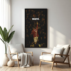 Cristiano Ronaldo motivational artwork with black floater frame and BELIEVE text