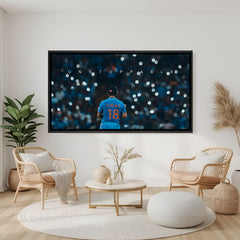 Black floater frame canvas with Virat Kohli back view and crown — perfect cricket motivation