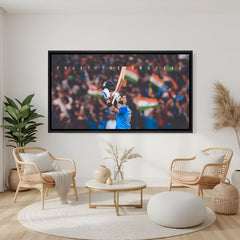Black floater frame canvas featuring Virat Kohli’s iconic celebration and motivational message