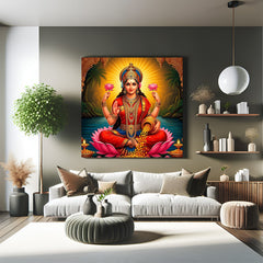 blessings of goddess laxmi vastu canvas wall art for attracting wealth fortune and divine energy in home or office decor