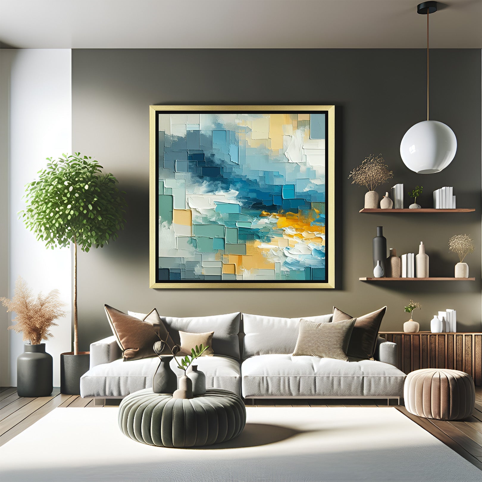 Rectangle Cipher Blue Rectangle Abstract Wall Art – Geometric Canvas Print – CIPHER SPACES