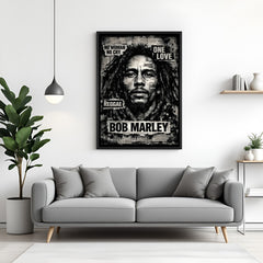 Bob Marley modern face artwork canvas in elegant black floater frame for interiors