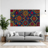 Bohemian Mandala Pattern canvas painting with colorful ethnic artwork in canvas wrapped frame