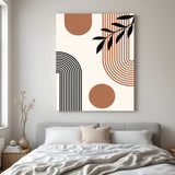 Minimalist boho canvas wall art with flowing curves, soft circles and abstract neutral lines