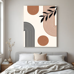Minimalist boho canvas wall art with flowing curves, soft circles and abstract neutral lines