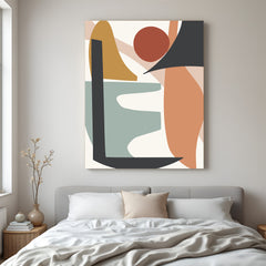 Abstract boho canvas with pastel random shapes on a white background – minimal soft design