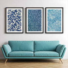 Set of 3 bold floral canvas wall art prints with heavy, dramatic flower designs in rich colors – perfect for statement decor and elegant interiors