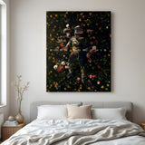 Astronaut lying peacefully on a field of colorful flowers with the text "Born for this" – perfect inspirational wall decor for dreamers.