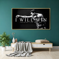 Boxer inspirational artwork in golden floater frame luxury gym wall painting decor