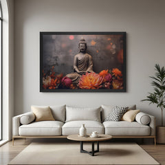 black frame lord buddha vastu canvas painting for home wall decor bringing meditation energy tranquility and positivity into interiors