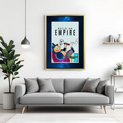 Golden frame inspirational canvas wall art – Monopoly Man and success quote