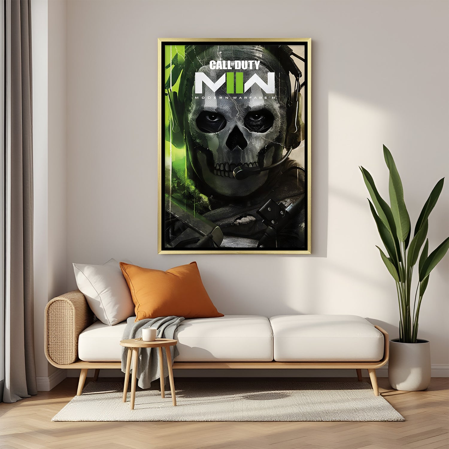 Call of Duty Frontline Valor artwork in luxury golden floater frame featuring cinematic combat and soldier design
