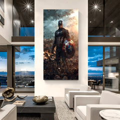 Captain America shield artwork unframed canvas – patriotic Marvel superhero wall decor