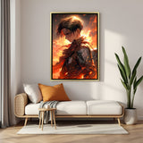 Captain Levi Attack on Titan wall art in luxury golden floater frame with anime design