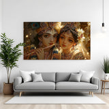 Celestial Premanjali Radha Krishna canvas wall art in premium canvas wrapped frame with divine spiritual aesthetics