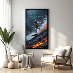 Drift Freely space motivational wall art in elegant black floater frame featuring cosmic exploration artwork