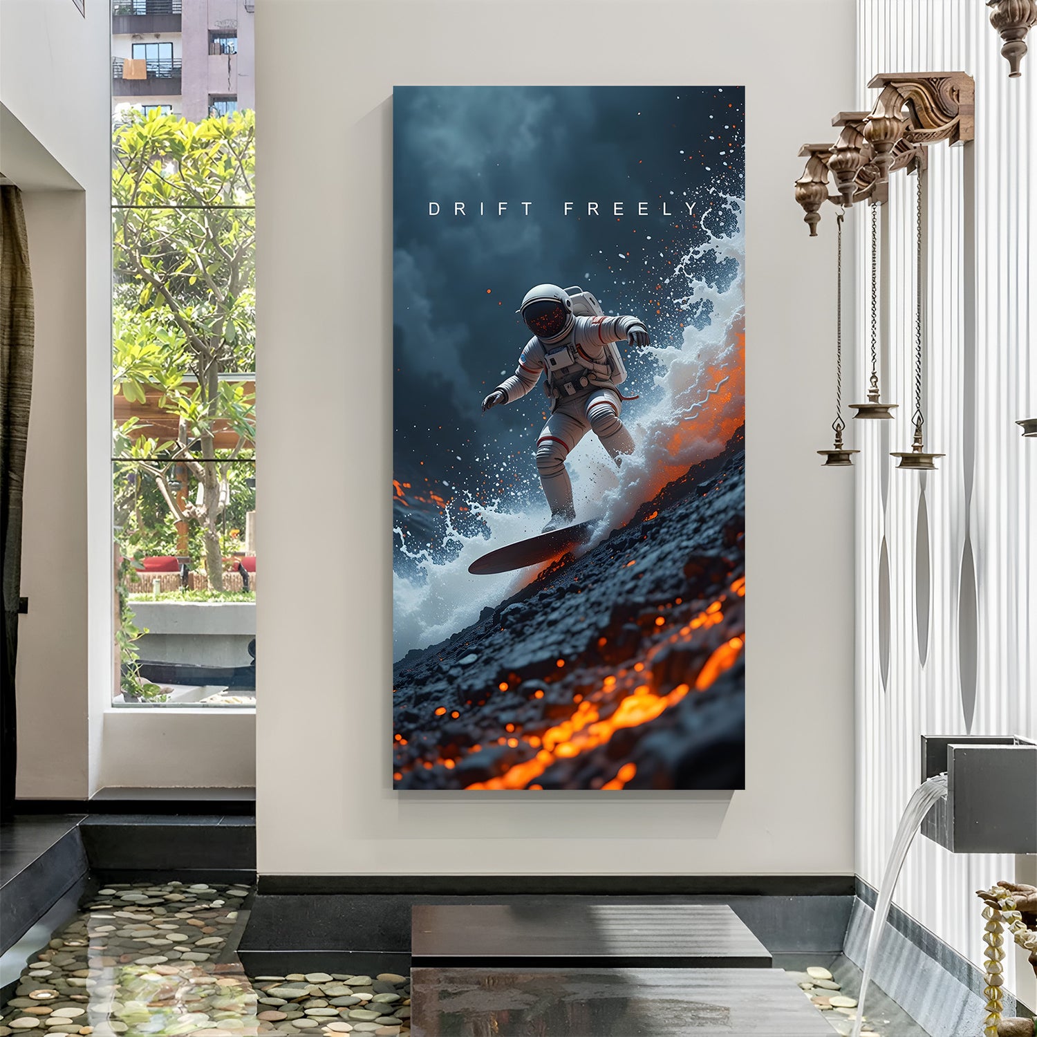 Celestial Wanderer Drift Freely space inspiration canvas wall art in premium wrapped frame with stunning galaxy scenery