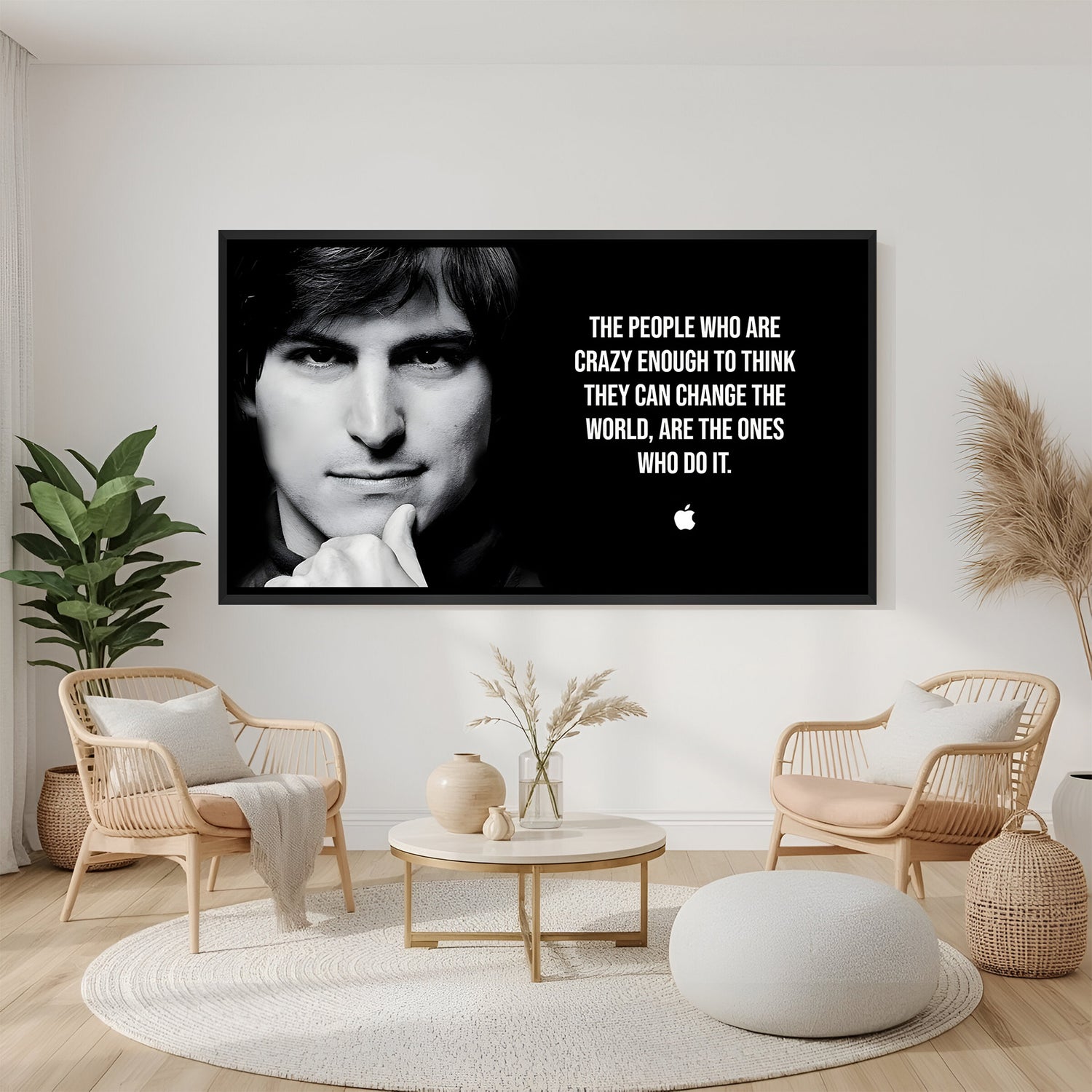Inspirational quote wall art in black floater frame modern office canvas decor