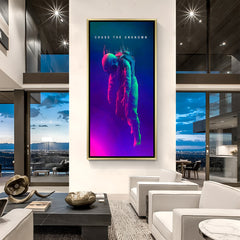 Chase the Unknown cosmic wall painting in luxury golden floater frame featuring inspirational space-themed artwork
