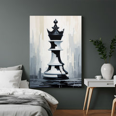 Modern canvas print of a chess king in painted style, representing power and leadership through bold brushwork and rich contrast—ideal for stylish interiors