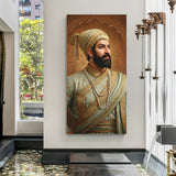 Chhatrapati Shivaji Maharaj regal heritage canvas wall art in premium canvas wrapped frame with royal traditional attire
