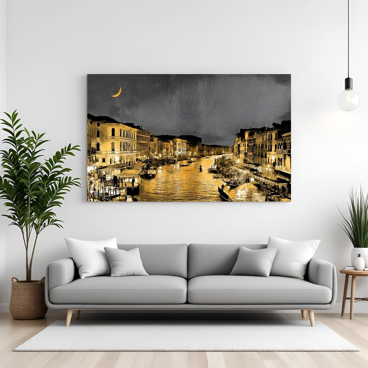 Abstract cityscape wall art with night skyline and water reflections – modern urban canvas print for stylish wall decor in contemporary spaces