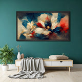 Black frame abstract flower canvas – vivid colorful petals for contemporary home wall styling