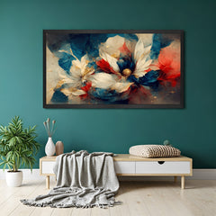 Black frame abstract flower canvas – vivid colorful petals for contemporary home wall styling