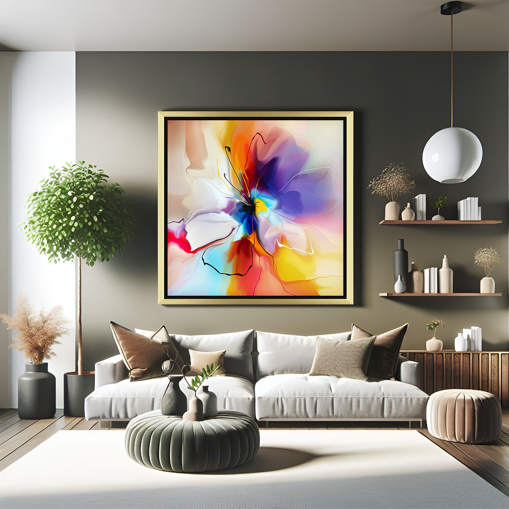Colorful Flower & Butterfly Abstract Wall Art – Vibrant Canvas Print ...