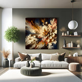 Canvas wall art showing a vibrant painted flower burst on black background for bold decor