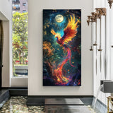 magical colorful phoenix canvas wall art symbolizing rebirth renewal courage and positive vastu energy for home decor