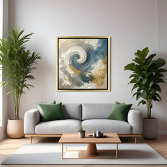 Abstract colorful spiral canvas wall art with golden floater frame for contemporary home decor