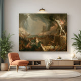 Vintage canvas print of The Course of Empire – Destruction by Thomas Cole—classical scene of chaos in aged style