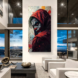 Creepy Joker Hoodie canvas painting with dark villain artwork in canvas wrapped frame