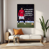 Cristiano Ronaldo football motivation canvas wall art with believe in yourself quote sports decor