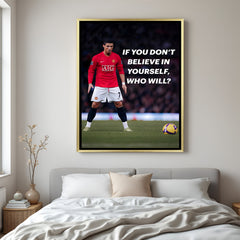 Cristiano Ronaldo motivational football artwork in golden floater frame luxury sports wall painting decor