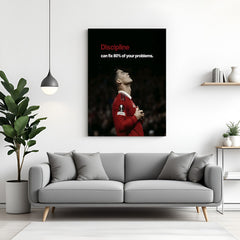 Cristiano Ronaldo football motivation canvas wall art with discipline quote sports decor