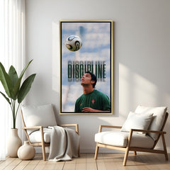 Cristiano Ronaldo discipline motivational artwork in golden floater frame luxury football wall painting