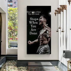 Cristiano Ronaldo football motivation canvas wall art with don’t stop until done quote sports decor