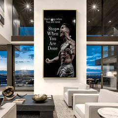 Cristiano Ronaldo inspirational football artwork in golden floater frame luxury sports wall painting decor