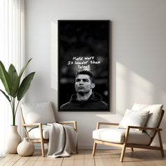 Ronaldo inspirational football wall art in black floater frame premium sports canvas decor