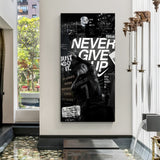 Cristiano Ronaldo never give up football motivation canvas wall art celebrating inspirational sports decor