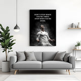 Cristiano Ronaldo celebrating football motivation canvas wall art with never stop quote sports decor