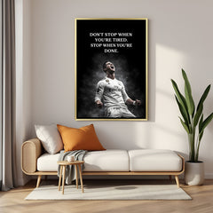Cristiano Ronaldo inspirational football artwork in golden floater frame luxury sports wall painting decor