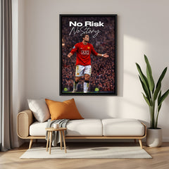 Ronaldo motivational football wall art in black floater frame premium sports canvas decor