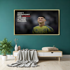 Cristiano Ronaldo inspirational football artwork in golden floater frame luxury sports wall painting decor