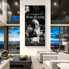 Cristiano Ronaldo football motivation canvas wall art standing in front of football with inspirational quote sports decor